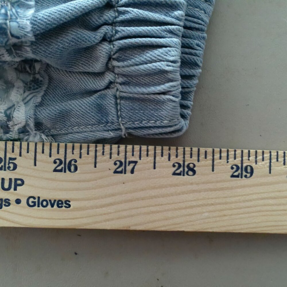 POL NWOT 100% Cotton Patchwork/ Embroidery/ Lace Design on Blue Denim Joggers M - Picture 11 of 11